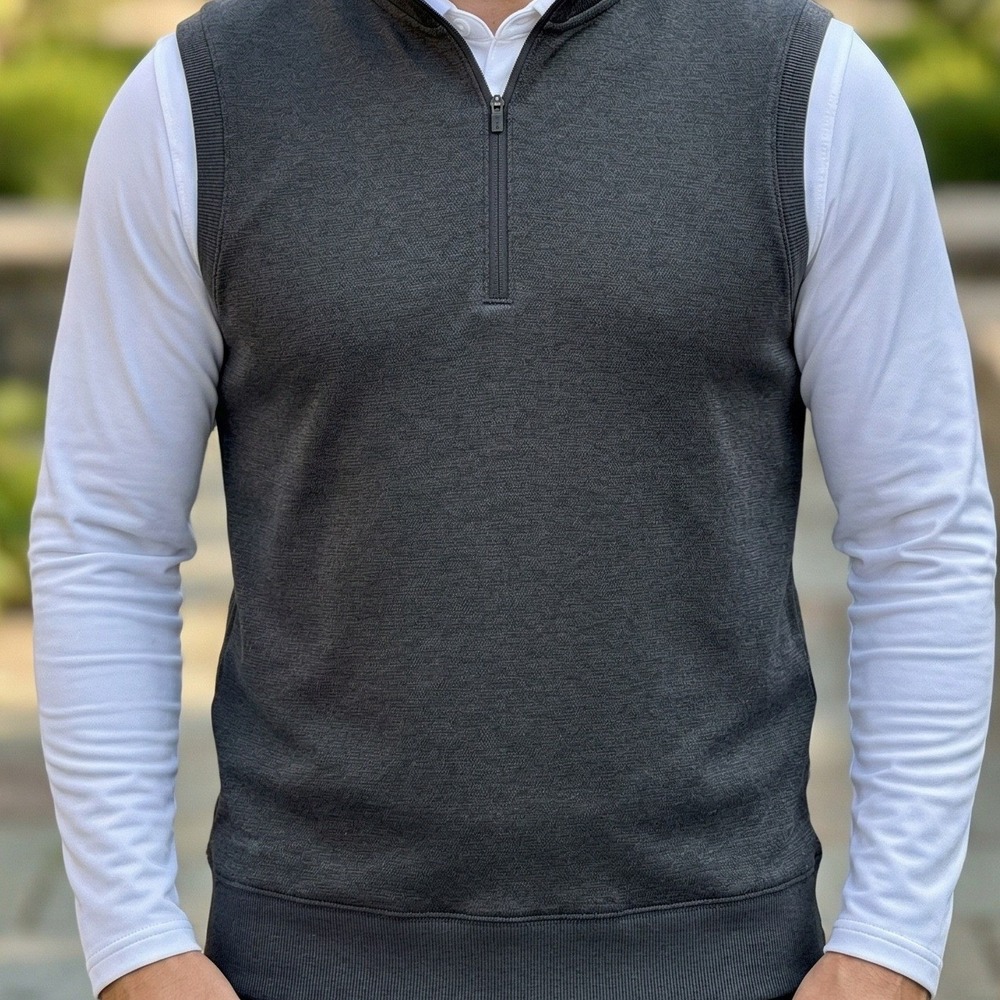Under Armour Storm Mens‎ 1/4 Zip Golf Vest Dark Gray Heather Water Repellent SM